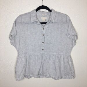 Catherine Malandrino Linen Button Down Top S